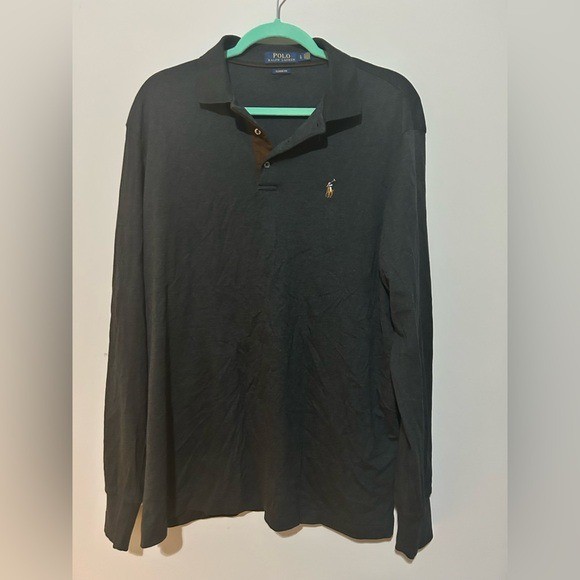 Polo Ralph Lauren Mens Long Sleeve Polo Shirt Classic Fit Black