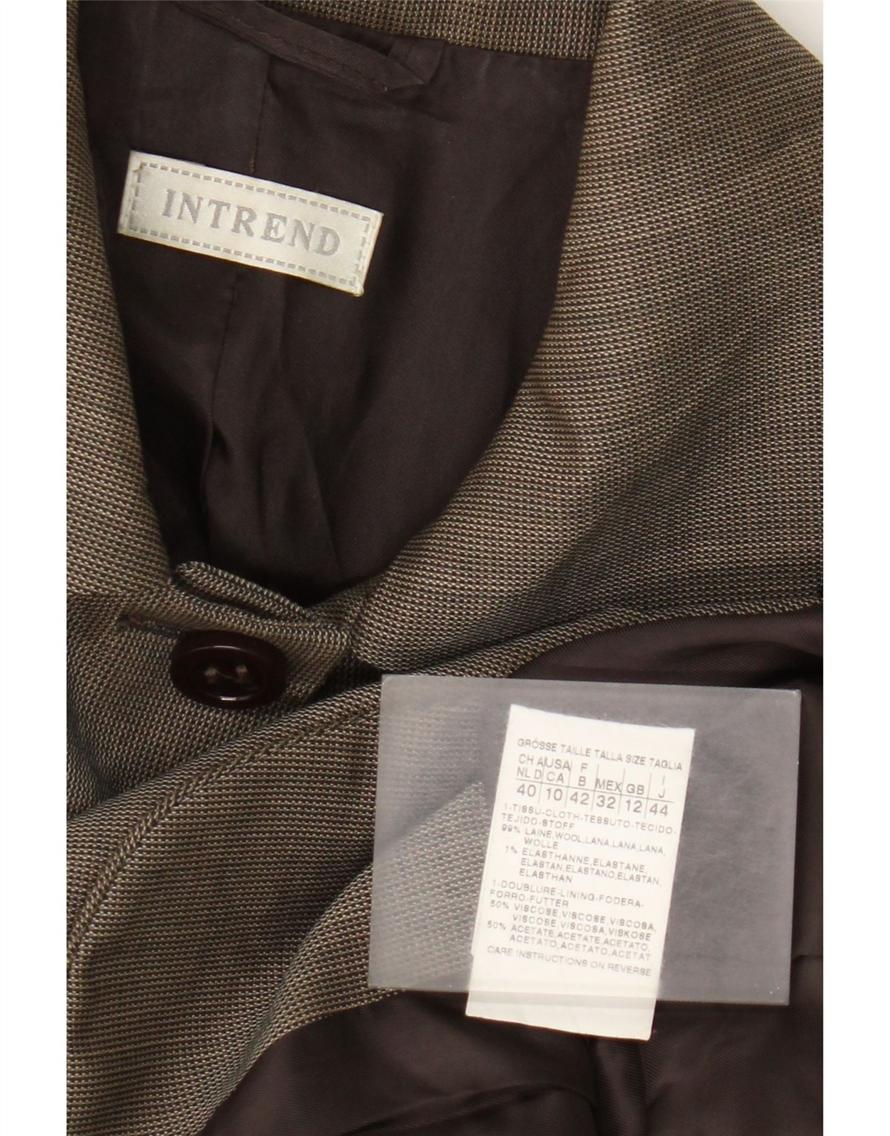 Intrend Womens 4 Button Blazer Jacket UK 12 Medium  Brown Wool AQ27 image 3