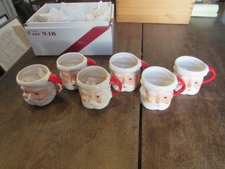 Rare Vintage Toscany Tivoli Santa Mugs Made in Japan 5 winking ORIGINAL BOX