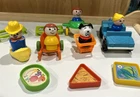 Vintage Fisher Price Little People Lot Toy Plane Car Puppy Zoo Animal Food Trays