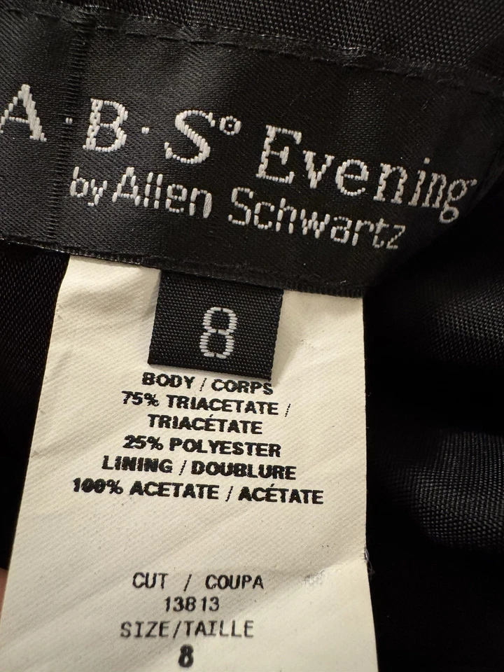 A.B.S вечер Allen Schwartz женщин черный атласный низкий вырез с бретелью через шею платье Sz 8 - новый - Изображение 4 из 4