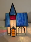 Vtg 3D Tiffany Style Stained Glass Church NIGHT LIGHT LAMP & MUSIC BOX Chapel