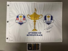 Tommy Fleetwood Signed Autographed 2025 Ryder Cup Golf Pin Flag JSA &ldquo; Champs&rdquo;