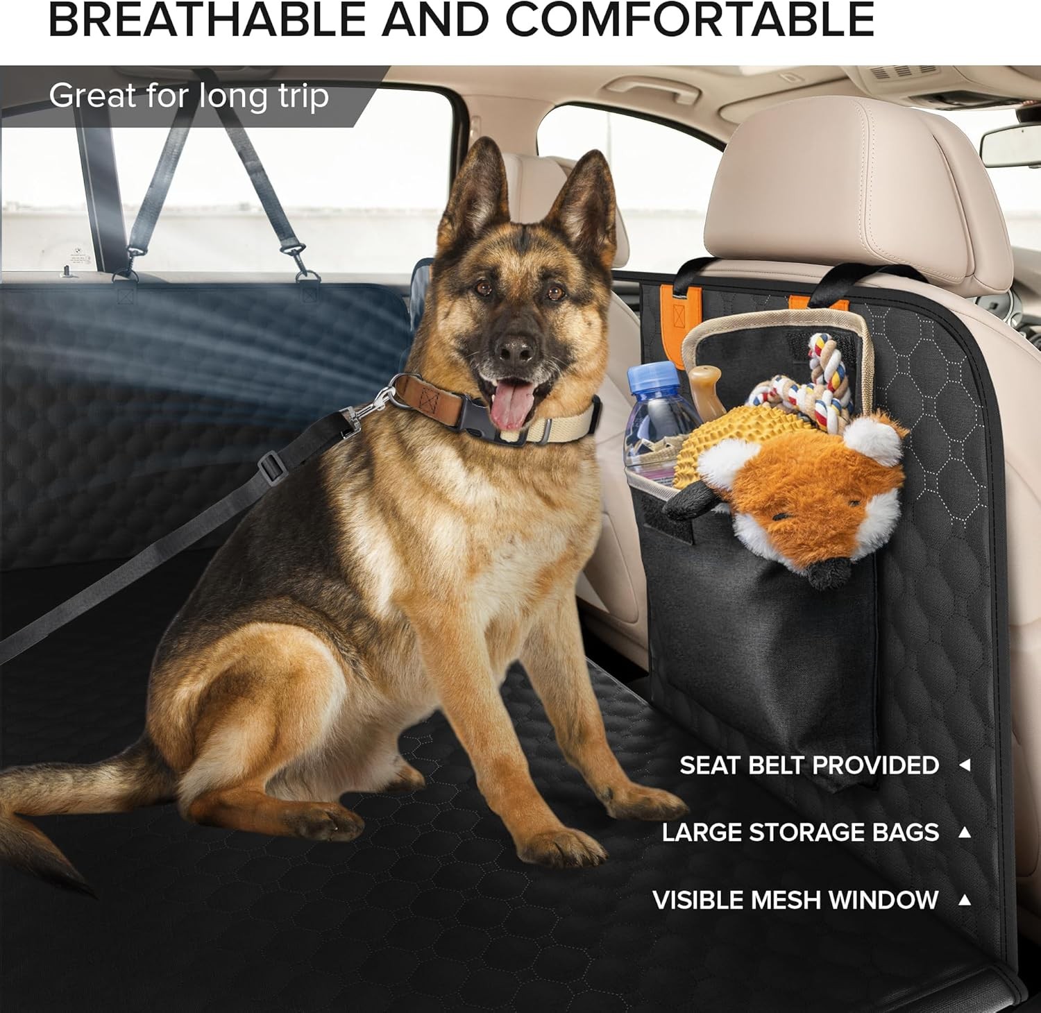 XL Truck Back Seat Extender for Dogs, Large Hard Bottom Dog Car Seat ...