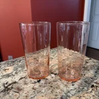 Vintage Lot Of 2 HAZEL-ATLAS  Glass Tumblers OPTIC PINK Depression Glass