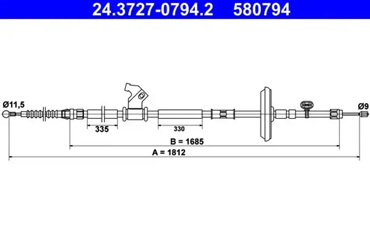 Handbrake cable 24.3727-0794.2 ATE for OPEL CHEVROLET