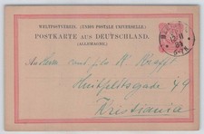 Deutsches Reich Pfennig-Beleg aus BERLIN 1884 nach KRISTIANA 528
