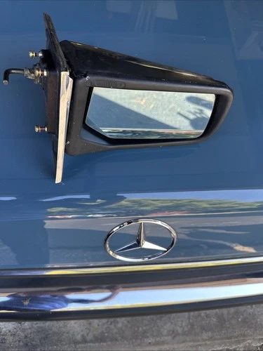 Mercedes W123 Driver Mirror Manual # 1238110361 Glass, Chrome, Rubber All Nice