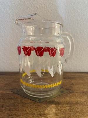 Vintage Anchor Hocking Glass Lipped Tulip Pitcher
