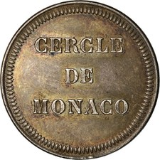 [#488820] Monaco, Token, Casino, Deux Francs, Cercle, AU, Sil, ver