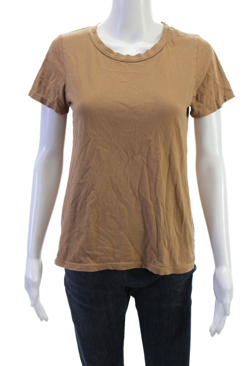 Mate Womens Basic Brown T-Shirt Crew Neck Short Sleeve Organic Cotton Size XSFree Shipping in US $100+ Orders | $6.95 Orders Below