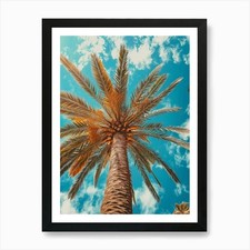 Palm Tree Against Blue Sky 2 Art Pr Framed Wall Art Poster Canvas Print Picture
