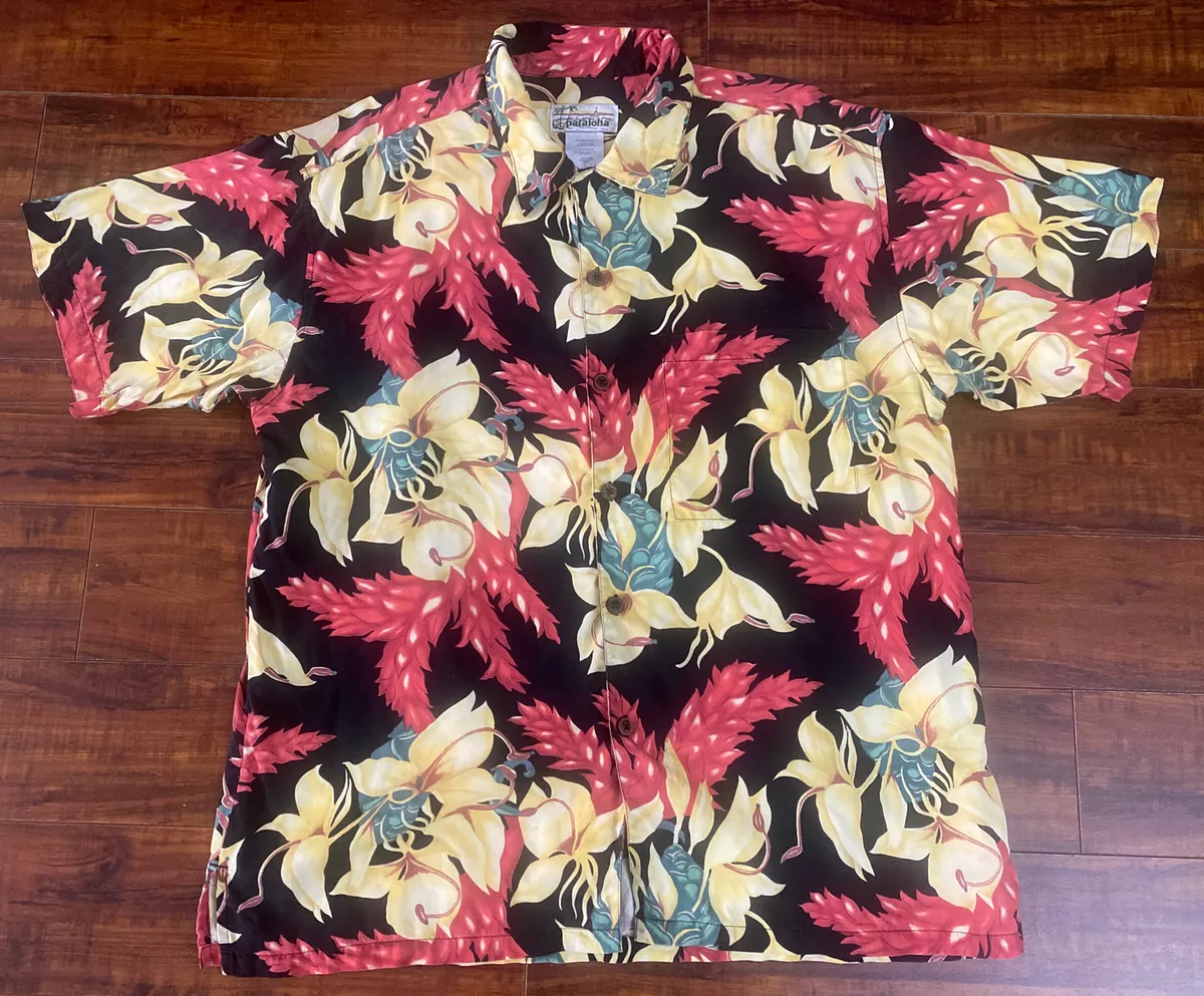 VTG Pataloha Patagonia Hawaiian Aloha Shirt Red Yellow Kahili