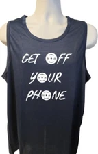 Men's "Get Off Your Phone" Nvy Blu Mesh Tank Top Large to 2XL by Till I Collapse