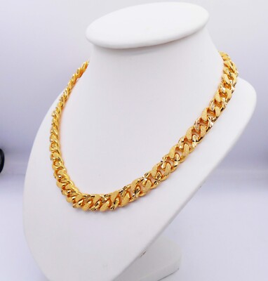 Men's Cuban Chain 22K 24K Thai Yellow Gold Plated Necklace 20