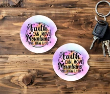 2 Faith Moves Mountains, Car Coasters, 2.75"/5mm thick/neoprene/non-slip/(car92)