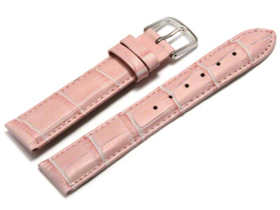 Uhrenarmband Leder Kroko Prägung rosa 8,10,12,14,16,18,20,22 mm NEU