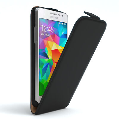 Tasche für Samsung Galaxy Grand Prime Flip Case Handy Schutz Hülle Cover Schwarz