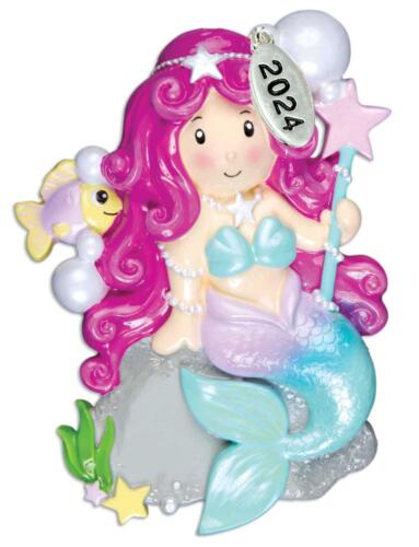 Pink Mermaid Christmas Ornament - Great Girls Gift - 2024 - Comes in Gift Box - Afbeelding 1 van 7