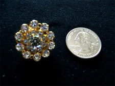 2 PRONG SET RHINESTONE GOLD TONE BUTTONS 3/4″ IN SIZE
