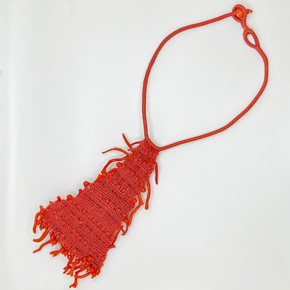 Collar de ganchillo a mano ramas de coral rojo natural Foto 2 de 4