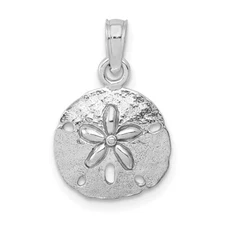 14K White Gold Polished Sand Dollar Pendant Perfect Gift for Her