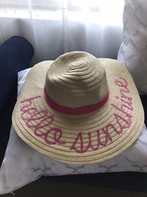 NWOT Summer Beach Hat Hello Sunshine Pink | eBay display picture 1