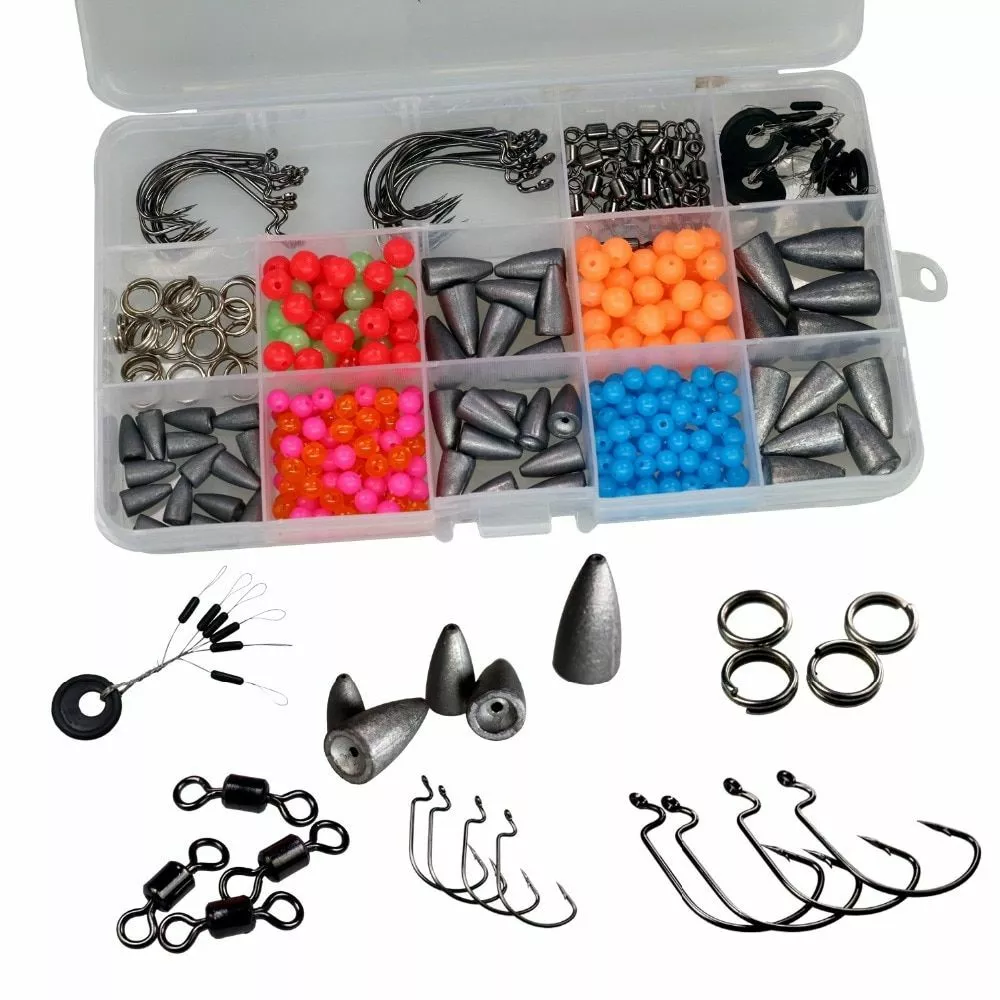 Fishing Tools 389Pcs Texas Rig Accessories DIY Carolina Rig