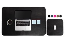 Set 2 pezzi Sottomano da scrivania nero & Mousepad Vera Pelle