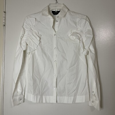 Simone Rocha White long sleeve button down collar blouse size US 2 UK6