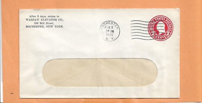 WARSAW ELEVATOR CO 1940 ROCHESTER NY VINTAGE ADVERTISING COVER 