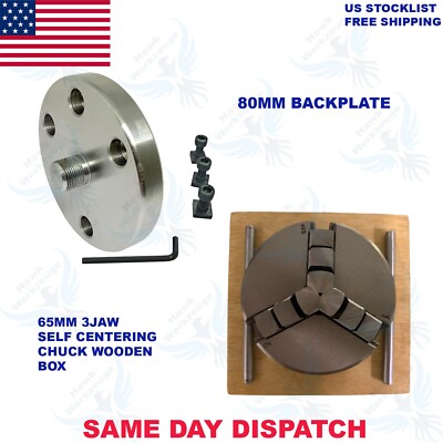 Table Backplate lathe Chuck Self Centering 65mm 3Jaw M14x1 With 80 mm Rotary Table ...
