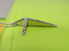 Ciondolo ORO BIANCO 18 KT CROCE DIAMANTE PENDENTE catena COLLANA grappolo Gesù topazio