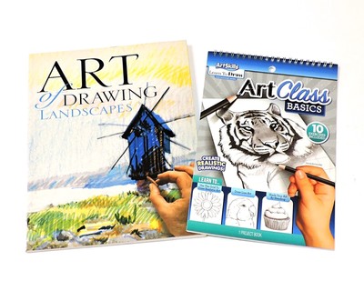 Set of 2 Art Class Books Drawing Landscapes and Art Class Basics