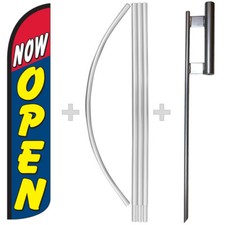 Now Open 15' Tall Windless Swooper Feather Flag  Pole Kit