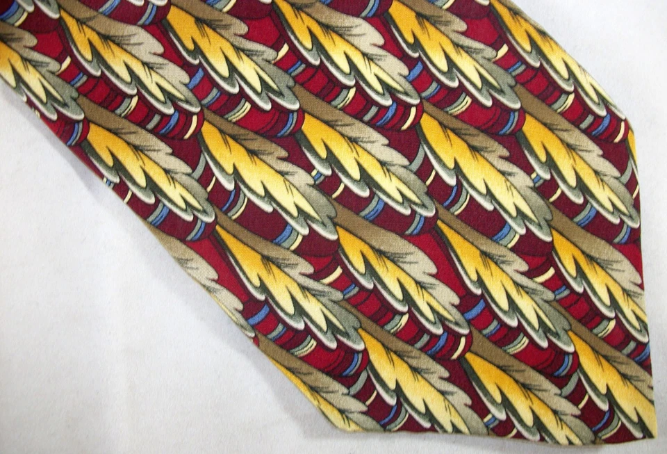 COLECCIÓN CÓCTEL Corbata Cuello Seda Cerveza Hielo Hojas Rojas y Doradas 57" L x 4" W (E966) Foto 2 de 3