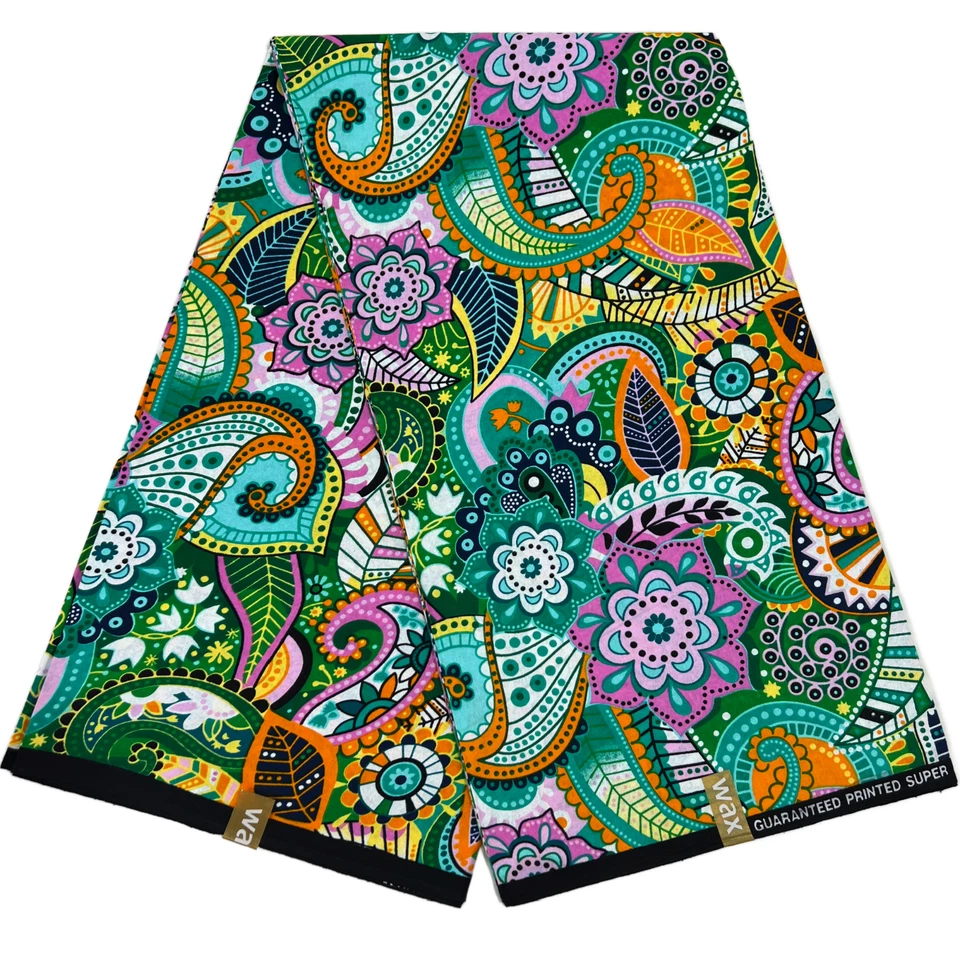 SUPER AMANDA WAX African Fabric Ankara in Yards Print 100% Cotton Black Pink Sewing Material