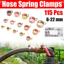 115Pc 6-22mm Hose Spring Clamps Fastener Fuel Water Line Pipe Air Tube Clips Kit