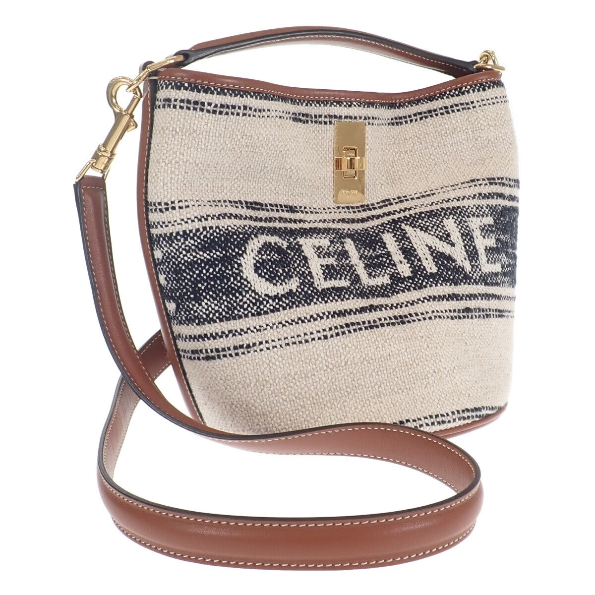 ハンドバッグ CELINE TEEN DRAWSTRING BAG BEIGE CELINE Teen Bucket 16 Shoulder Bag 2way Bag Canvas White