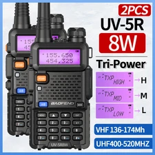 Baofeng UV-5R 8W Ham Radio Two Way Radio Walkie Talkie For Hunting Camping 2 PCS