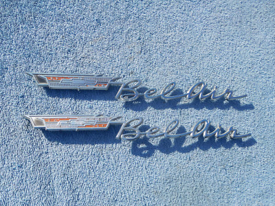 Chevy Script Vintage 1961 Chevrolet Chevy Bel Air Script Emblems Pair | eBay