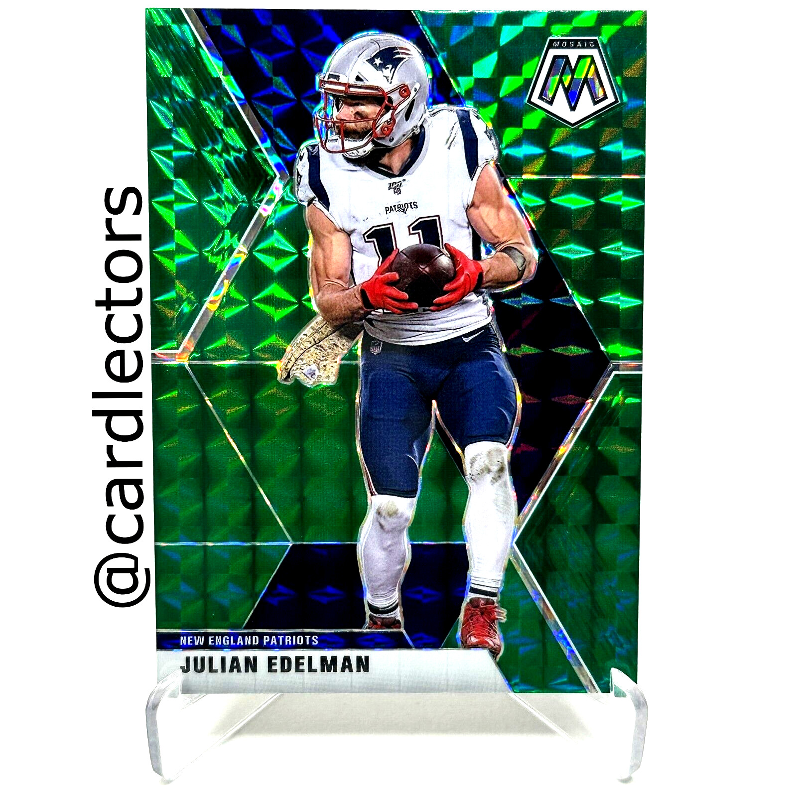 2020 Panini Mosaic Football JULIAN EDELMAN #138 Green Mosaic PRIZM SP PATRIOTS