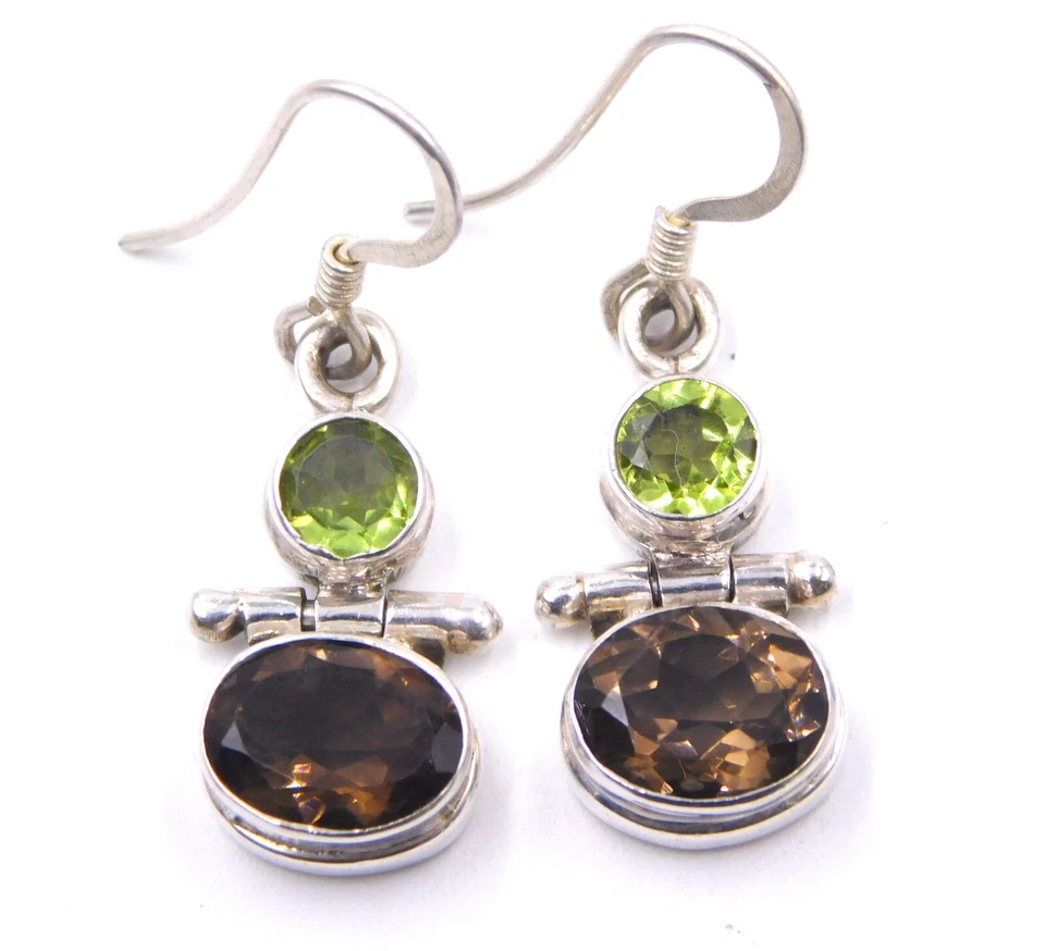 6 Gm 925 Sterling Silver Natural Multi Cut Gemstone Handmade Earring Size1.25" - Image 2 of 4