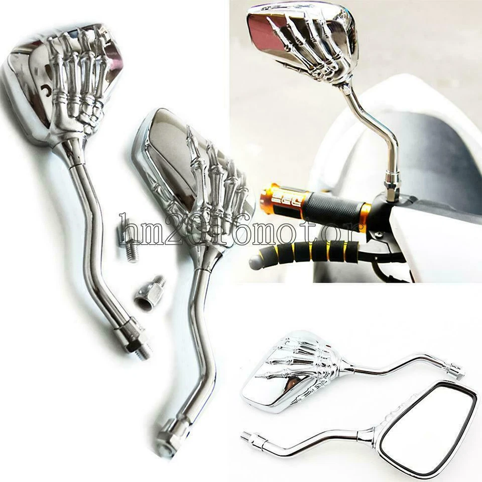 Хромированные зеркала заднего вида с черепом для Honda Shadow VLX 600 VT600C VT600CD Deluxe - Изображение 4 из 4