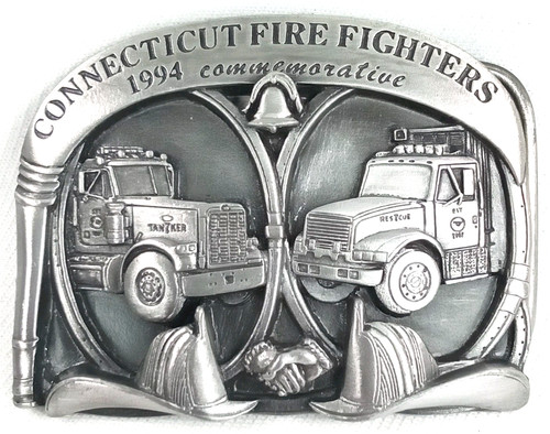 Vintage 1994 Commemorative Belt Buckle Connecticut Fire Fighters