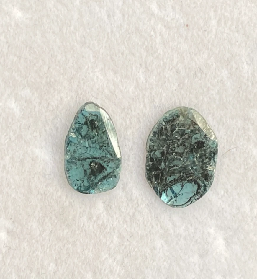 1.18ctw Blue Color Slice Diamond Polki Natural Diamond 2 Pcs - Image 4 of 4