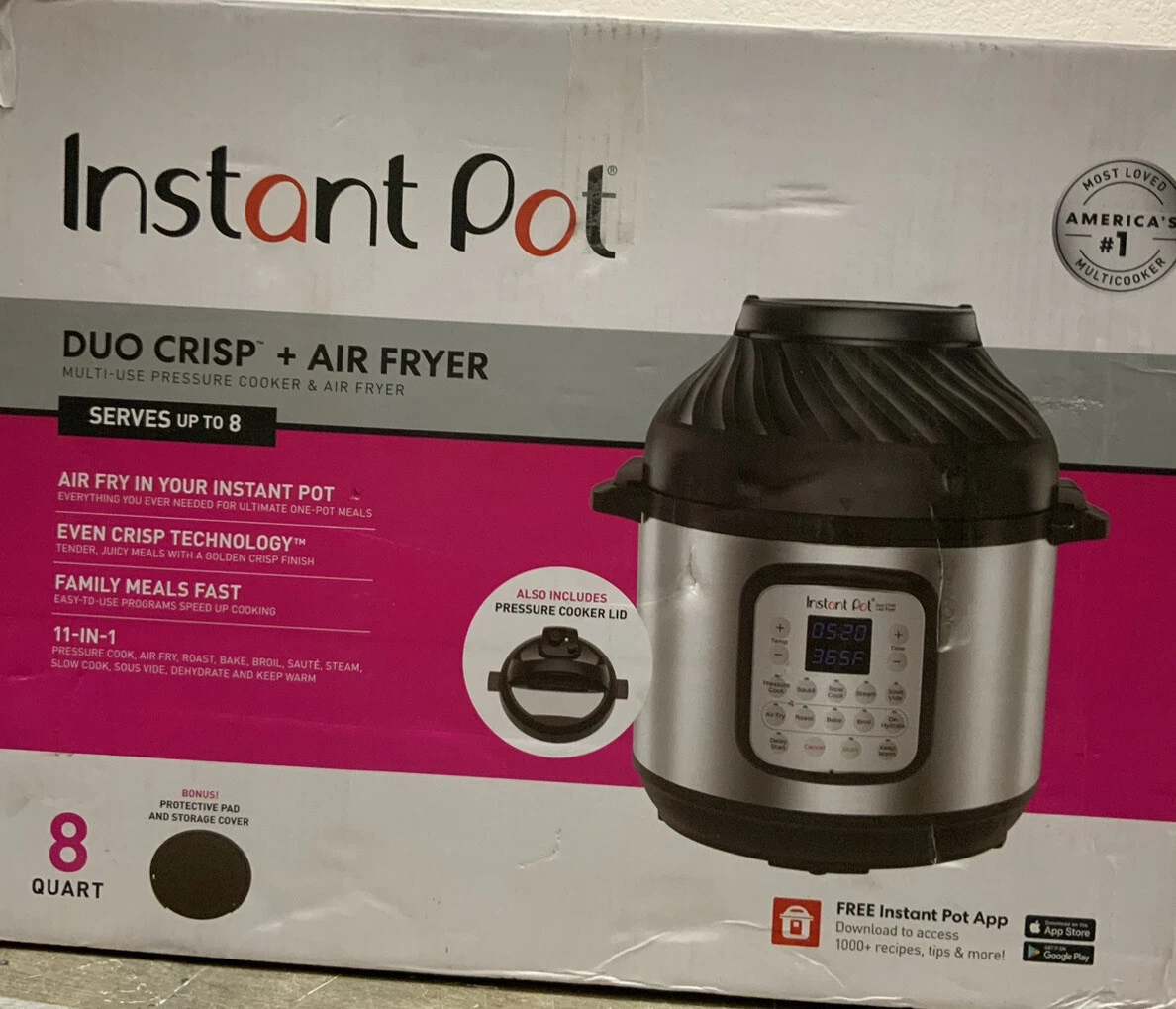 🍀 Instant Pot Duo Crisp+Air Fryer 11-in-1 Multi Pressure Cooker 8Qt,🆕  857561008842