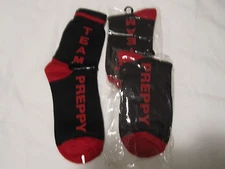 BNWT - 3 PAIRS "SAXONE" PREPPY TEAM BLACK AND RED SOCKS  UK 4-7
