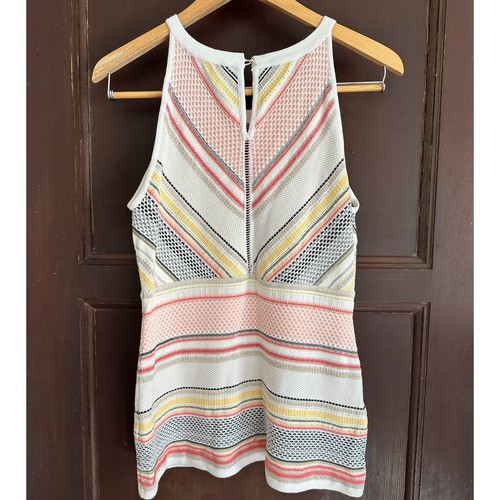 WHITE HOUSE BLACK MARKET Multi Color Mixed Patterns Halter Style Sweater | Small - Picture 5 of 8
