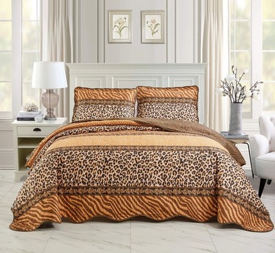 Masterplay 3-Piece Fine Animal Print Oversize (118'' X 95'') Quilt Set, Bedspre...
